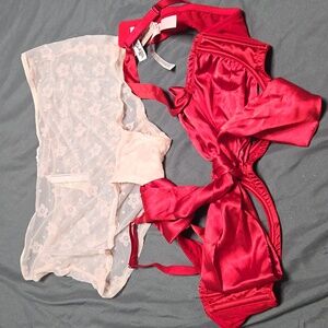 Victoria Secret Dream Angels XL peekaboo bra and pink panty boyshort